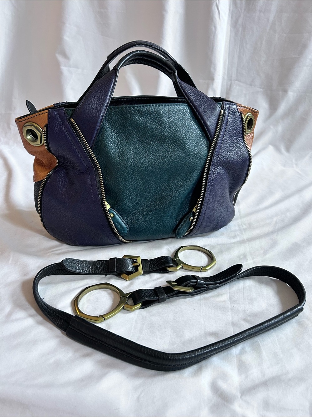 orYANY Colorblock Leather Bag